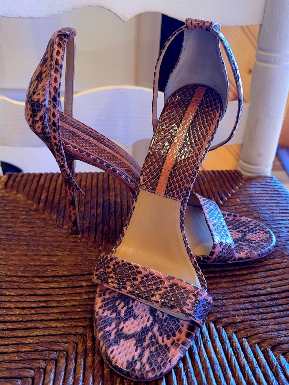 Michael Kors Harper Snakeskin Heels Genuine Snake Leather Rose Pink Size 41